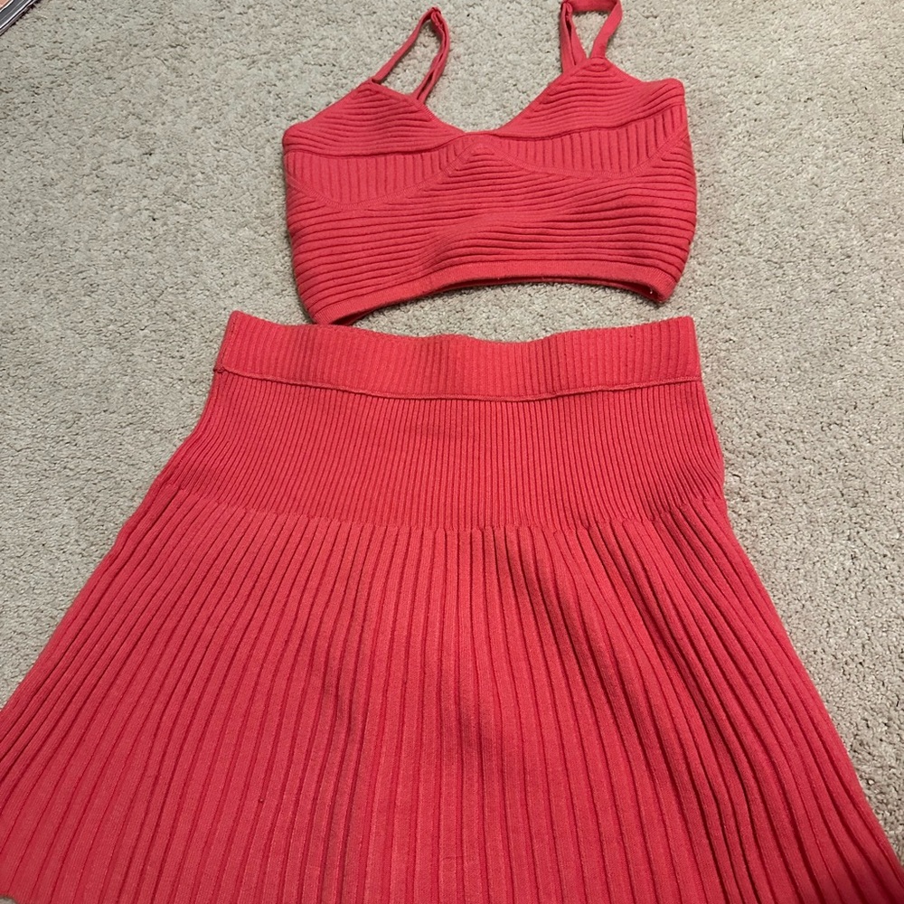 Aerie Pink Mini Skater Skirt Set